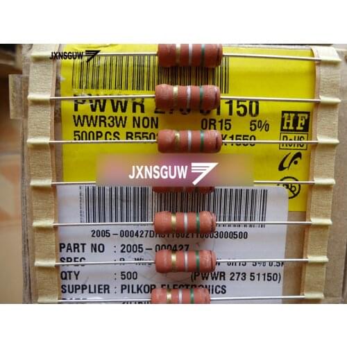 20PCS NEW Original PILKOR 5% 3W0.15R 5X15MM Red resistor 3W 0.15R Film Resistor 0.15R 3W 0R15 0.15ohm