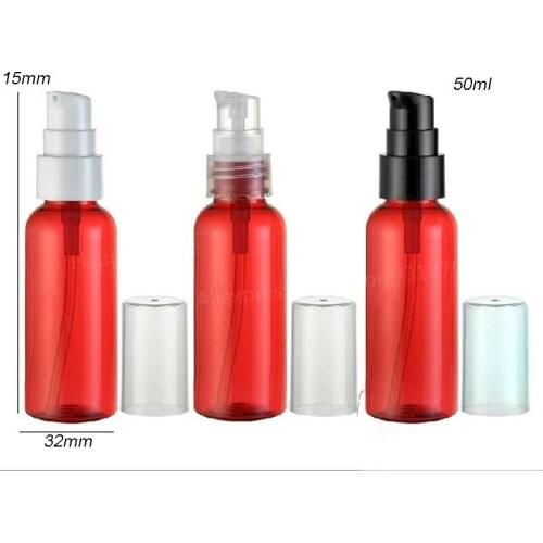30 x 50ml High Quality Lotion and Crenm Pet Pump Bottle 50cc Red Shampoo Packaging