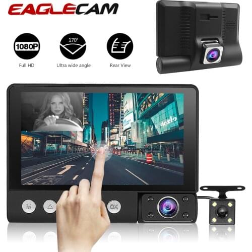 4'' Three Way Car DVR 1080P Three Lens Video Recorder Camera 170 Wide Angle Dash Cam G-Sensor And Night vision Camcorder