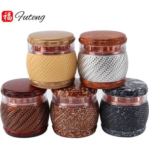 FUTENG 69mm 4-layer Herb Tobacco Weed Grinder Smoking Accessories Manual Hand Grass Spice Herb Grinder Miller Crusher Machine