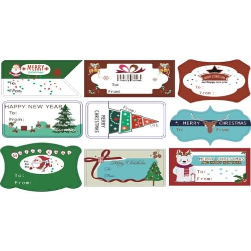 450pcs/pack Irregular Sticker Snowman Christmas Tree Cake Package Sealing Label Writble Sticker DIY Gift Stickers Wholesale