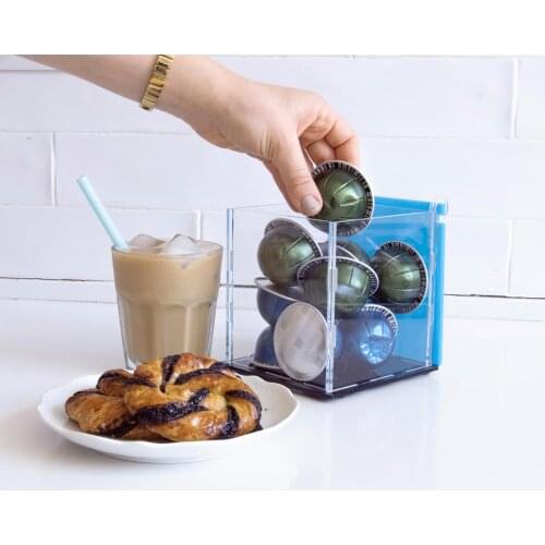 Acrylic Coffee Pod Holder Box Vertuo Capsule Coffee Storage Bin Small Counter Top Display Organizer Coffee Lovers Decor Gift