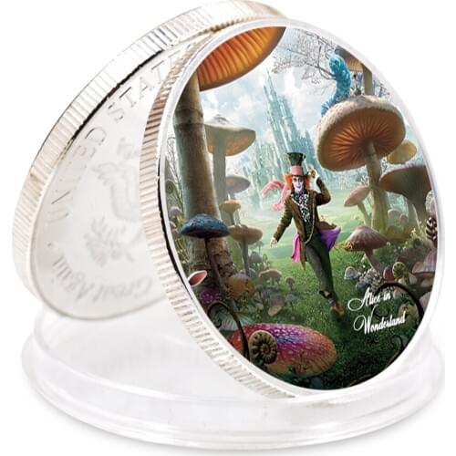 Alice Sliver Plated Coin Art Ornament Art Craft Gift Valentines Day Present Holiday Gift Challenge Coin