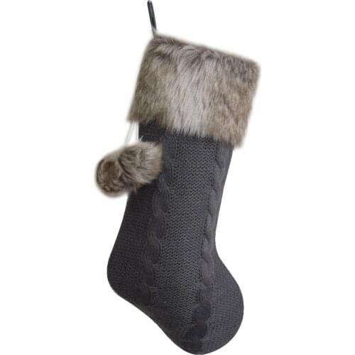 Free shipping Cable Knit Christmas Gifts Socks/Christmas Decoration/ Knitting with Faux Fur Cuff Christmas Stockings