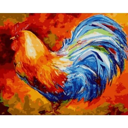 Frameless picture oil painting by numbers wall decor diy painting on canvas for home decor 4050 rooster