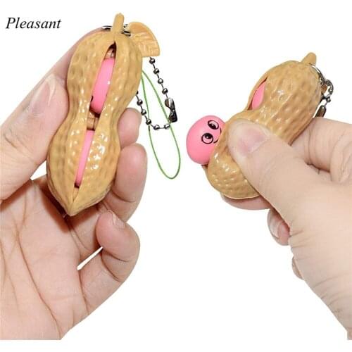 2021 Cartoon Peanut Rodent Control Pioneer Keychain Edamame Decompression Toy Bag Key Pendant Gift