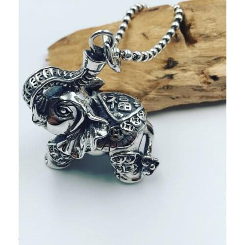 The ancient Thai S925 pure authentic retro "elephant intime Silver Pendant pendant chain like silver Fu sweater