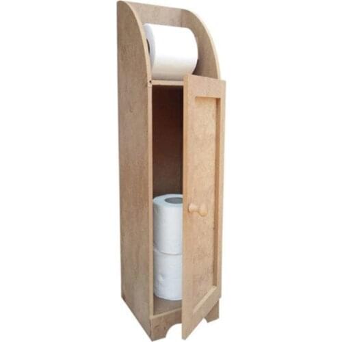 Wooden Stocked Toilet Paper Holder - 14x12x55 Cm