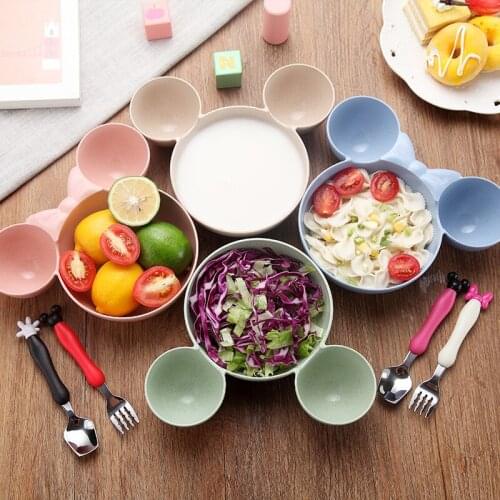 Kid Cartoon for Bowl Dishes Lunch Box Kid Baby Children Infant Baby Rice Feeding Bowl Plastic Snack Plate Tableware