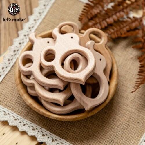 LetS Make 20Pc Baby Teether Wood Crafts Cartoon Baby Wooden Teether Pacifier Holder Accessories Baby Toys For Tiny Rodent