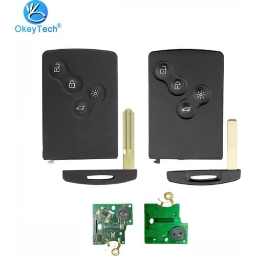 OkeyTech Remote Key Fob FSK 433MHZ PCF7952 Chip For Renault Megane Scenic Laguna Koleos Clio 4 Buttons Card Car Key