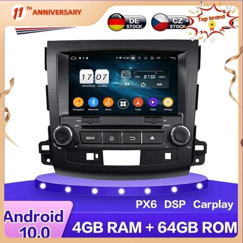 For MITSUBISHI OUTLANDET 2006+ Android 10 Car Multimedia DVD Player 4+64GB Auto GPS Navigation Stereo radio Headunit DSP Carplay