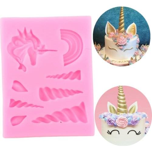 Unicorn Horns Ears Silicone Molds Fondant Cake Decorating Tools DIY Party Chocolate Cupcake Topper Mold Candy Polymer Clay Mould