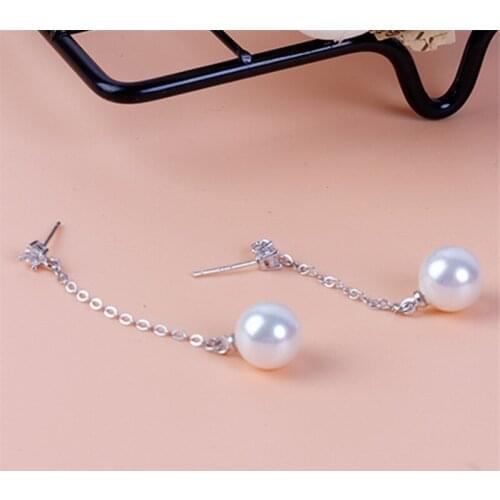 Elegant Silver Color Tassels Pearl Drop Earrings Inlay White CZ Zircon Dangle Earrings for Bridal Earrings Wedding Jewelry Gift