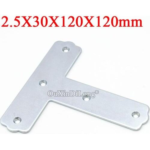 Brand New 10PCS Metal T Shape Furniture Reinforced Corner Braces 2.5X30X120X120mm Board Frame Shelves Support Brackets Connector