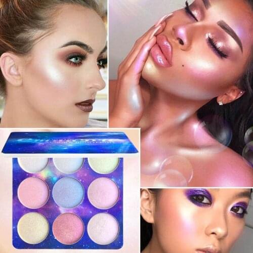 Highlighter Powder Palette Highlighter Makeup Palette 9 Colors Highlighter Powder Kit Makeup Palette fBody & Face Glitter