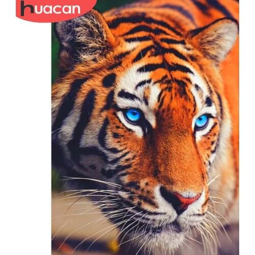 HUACAN Full Drill Diamond Painting Tiger Mosaic Embroidery Animal Cross Stitch Rhinestones Picture Wall Decoration