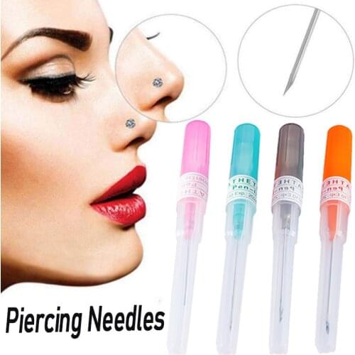 1-4pcs Body Piercing Needles Catheter Cannula Tool Kit Surgical Steel Sterilized Tattoo Neetdle Nose Lip Jewelry 14G 16G 18G 20G