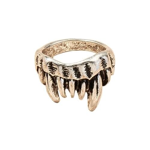 Ins Punk Antique Vampire Teeth Fang Wolf Tooth Animal Finger Rings Hip-hop Rock Korean Fashion Women Chic Party Jewelry
