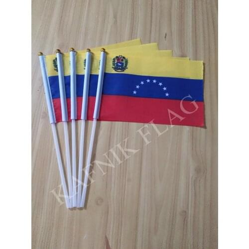 KAFNIK,5pcs Venezuela Hand Waving National Flag 14*21cm,free shipping