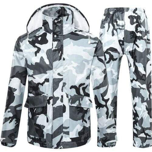 New In 2020 Camouflage Adult Raincoat Waterproof Outdoor Rain Pants Cycling Motorcycle Rain Coat Poncho Rainwear Set