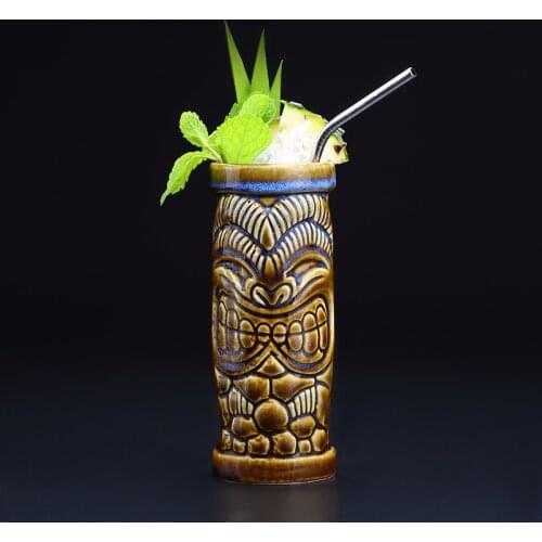 390ml Hawaii Ceramic Tiki Mug Creative Porcelain Beer Wine Mug Cup Easter Islander Bar Tool