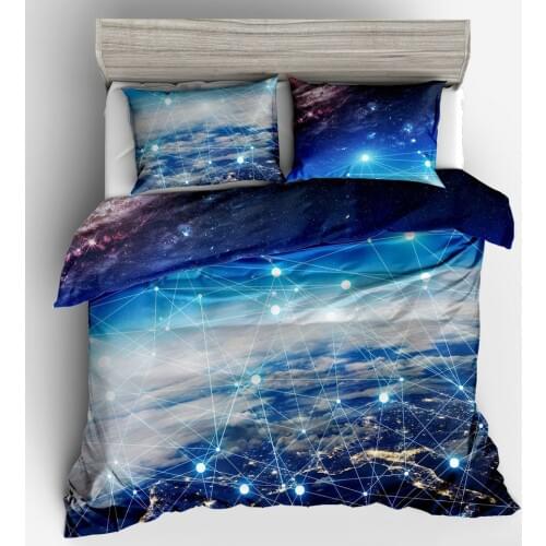 3D Galaxy Duvet Cover Set,Milky Way with Cluster of Fixed Stars,Constellation Decorative 2/3 Piece Bedding Set with Pillowcases