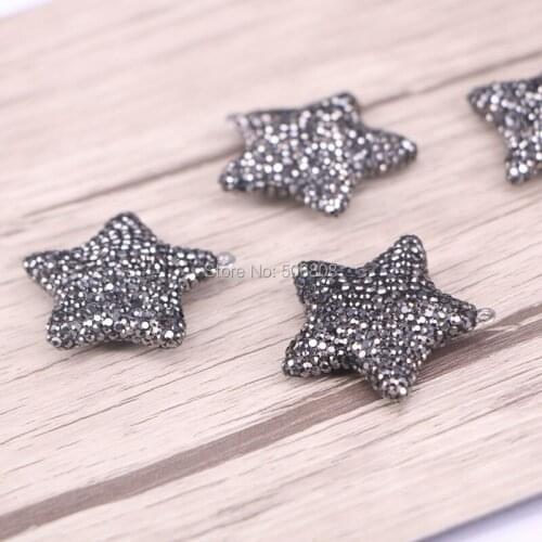 4pcs Pave Crystal Rhinestone stone Star Pendant