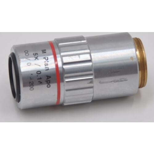 Mitutoyo Z03120614 5X 0.14 f = 200 microscope lens without scratches
