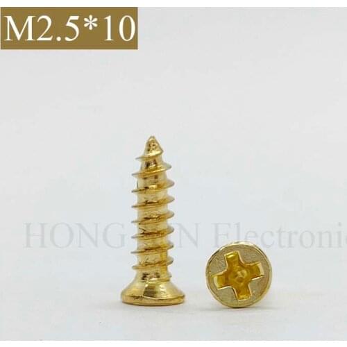 【M2.6*10】Gold Self Tapping Wood Screw Flat head Thread Nail Screw Fastener Wood Furniture Screws 1pcs
