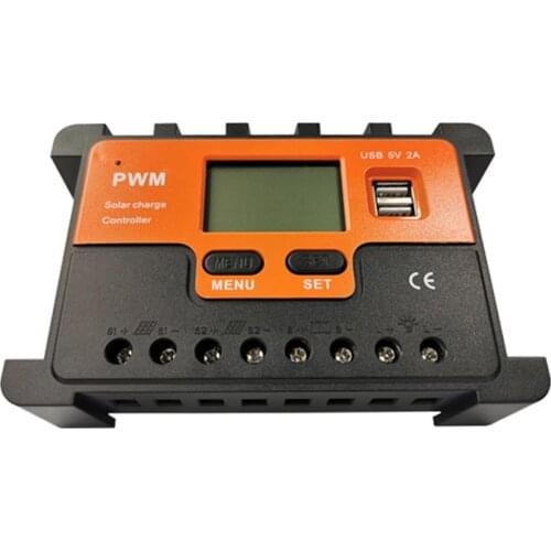 Muti-use 10/20A 12/24V Automatic Solar Regulator Charger Controller PWM Photovoltaic Power Generation Dual Solar Panel Interface