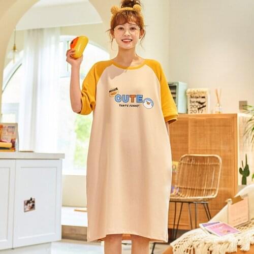 Nightgowns Women Nightdress Cute Girls Sleepshirts Short sleeve Loose Homewear Korean Style Casual Trendy Summer Sexy Sleepwear