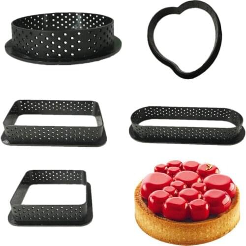 2021 New Tart Mold Ring Mousse Circle Cutter Kitchen Decorating French Dessert DIY Cake Mold Perforated Non Stick Cake Tool