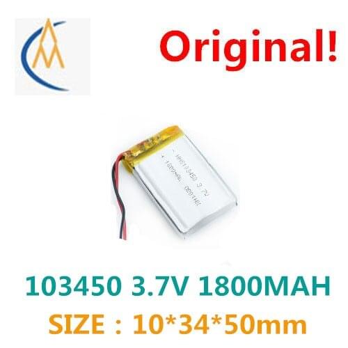 New sufficient capacity polymer li-ion battery 3.7 V 103450 1800 mah bluetooth stereo MP3 / equipment/mini