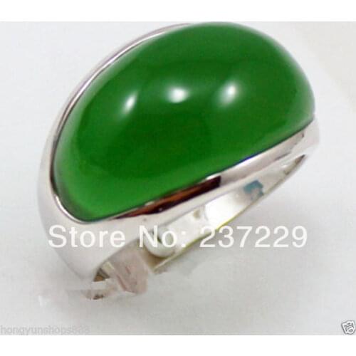 Wholesale price GOOD SHIPPING ^^^^Natural green stone Jewelry ring size: 7-9