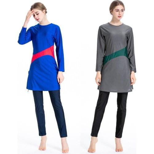 Wholesal Conservative Islamic Swimsuit Women Muslim Three-piece Swimwear Fashion Bathing Suit Large Size Plus Beachwear Girl 2XL