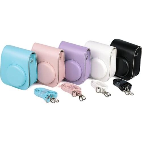 Besegad Portable Camera PU Leather Protective Bag Case Cover with Adjustable Shoulder Strap for Fujifilm Instax Mini 11