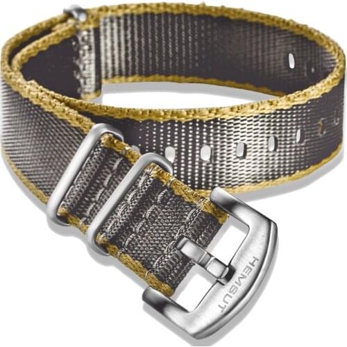 Nato Watch Band Nylon kHAQI Grey One piece Replace Seatbelt Watch Straps For Men or Women Watch 18mm 20mm 22mm 24mm