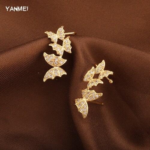 Butterfly Shiny Zircon Earrings Cute Insect Clip Earrings for Women Classic Small Girl Gift Travel Gift Fashion Trendy Jewelry