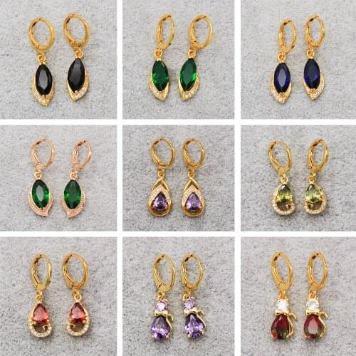 Luxury waterdrop Earrings for Womens earrings Gold Plate Dangle Earring with Zircon Jewelry wedding accessories Valentines