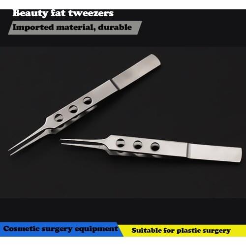 Stainless steel fat tweezers line double eyelid tweezers 10.5cm plastic beauty toothless toothless double eyelid equipment