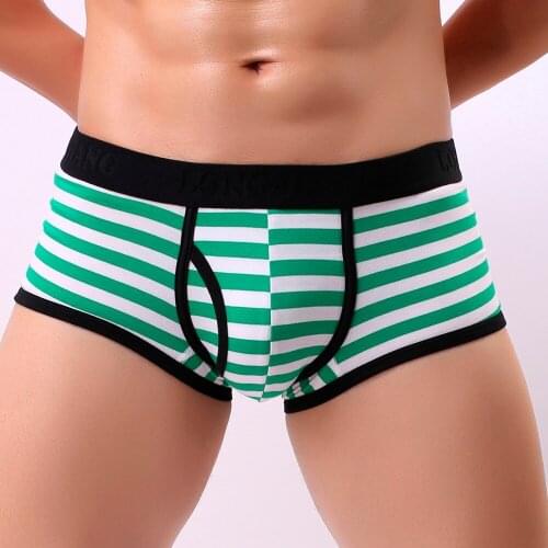 Sexy Men Striped Underwear Boxer Breathable Mesh Boxershorts Men Male Underpants Cueca Gay Penis Man Panties Mens Trunks