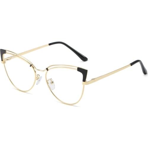 Veshion Computer Fashion Spectacle Frames for Women Anti Blue Light Full Metal Cat Eye Glasses Optical Female Clear Lens Pink