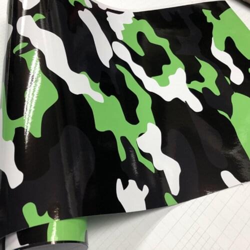 50cm*200/300/500CM Glossy Black Green Digital printed Camouflage Car Vinyl Wrap Film Roll Car Sticker Foil Sticker Sheet