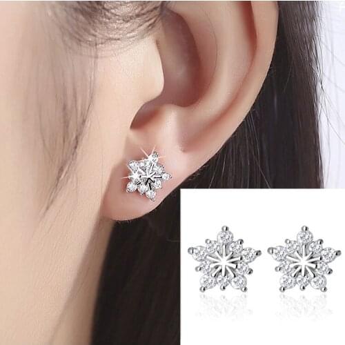 South Korea chao shan Inlaid Zircon Cute Snowflake Earrings Female Korean Earrings earrings for Women Fashion earing for Women