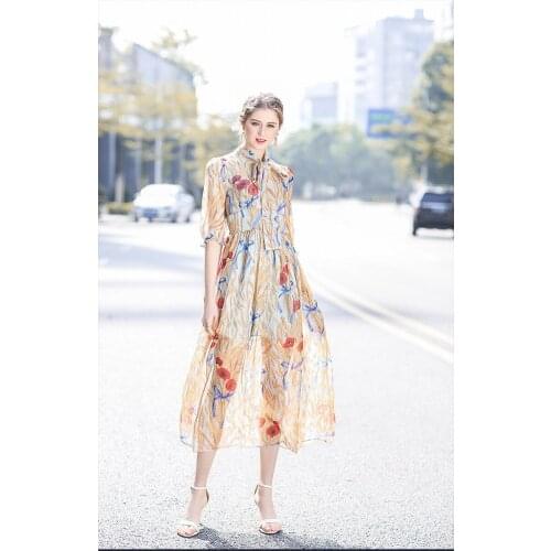 2020 Spring Summer Womens Long Dress Chiffon Print Maxi Dress Elegant Party Dresses For Women Sexy Vestidos H8618003