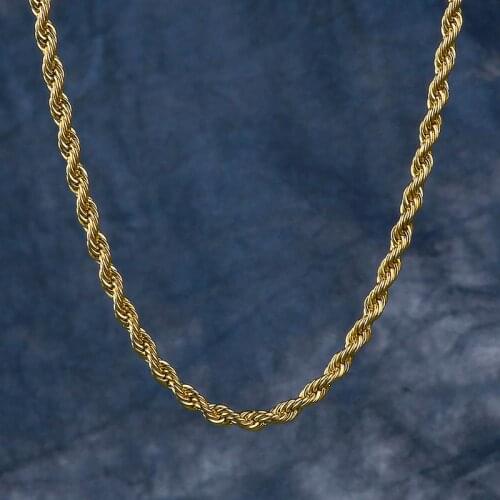 DNSCHIC Rope Chain Gold Necklace Singaporean Chain Venetian Chain Necklace for Men and Women 3mm Hip Hop Jewelry Culture