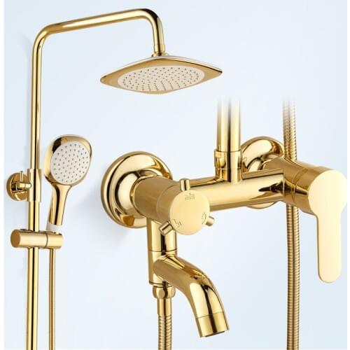 Gold shower set bathroom wall gold shower mixer luxury bathroom gold wall shower mixer bathtub hot & cold tap