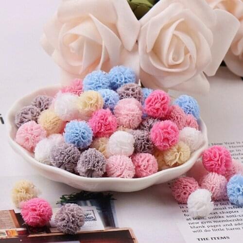 1.5mm 2mm 50pcs Elastic Mesh Flower Ball Colorful Lace Flower Yarn Ball For Sewing Garment DIY Crafts Jewelry Making Accessories