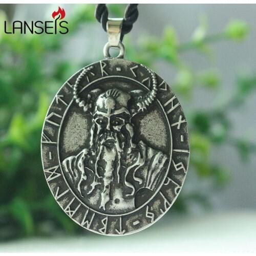 1pcs Odin Viking men necklace King Odin Warrior God Head pendant Viking Amulet Pendant Scandinavian norse VALKNUT jewelry